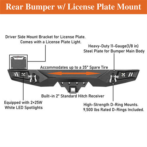 2007-2018 Jeep JK Rear Bumper Hooke Road Bumpers 4x4 Jeep Parts - Hooke Road b2097s 16