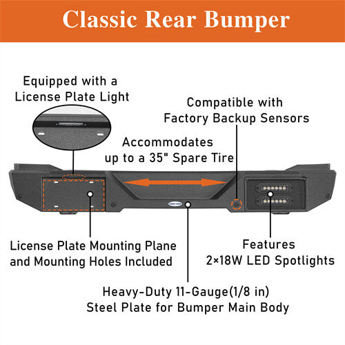Aftermarket Rear Bumper w/ LED Lights For Ford Bronco 2021-2023 Excluding Raptor - Hooke Road b8920s 20