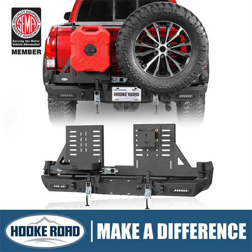 2016-2023 Toyota Tacoma Rear Bumper w/Swing Arms & Tire Carrier & Jerry Can Holder 4x4 Truck Parts - Hooke Road b4215s 1