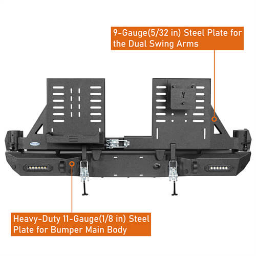 2016-2023 Toyota Tacoma Rear Bumper w/Swing Arms & Tire Carrier & Jerry Can Holder 4x4 Truck Parts - Hooke Road b4215s 21