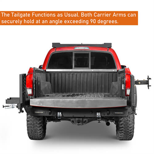 2016-2023 Toyota Tacoma Rear Bumper w/Swing Arms & Tire Carrier & Jerry Can Holder 4x4 Truck Parts - Hooke Road b4215s 23