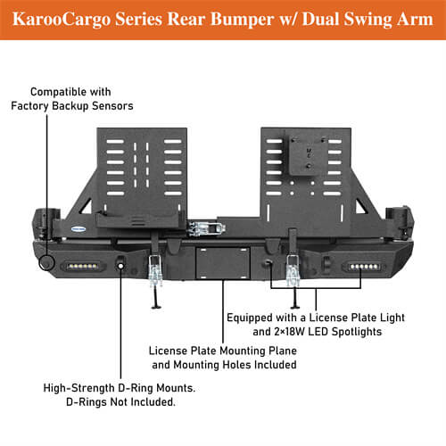 Load image into Gallery viewer, 2016-2023 Toyota Tacoma Rear Bumper w/Swing Arms &amp; Tire Carrier &amp; Jerry Can Holder 4x4 Truck Parts - Hooke Road b4215s 25
