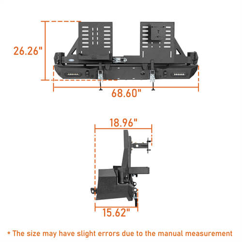 Load image into Gallery viewer, 2016-2023 Toyota Tacoma Rear Bumper w/Swing Arms &amp; Tire Carrier &amp; Jerry Can Holder 4x4 Truck Parts - Hooke Road b4215s 28
