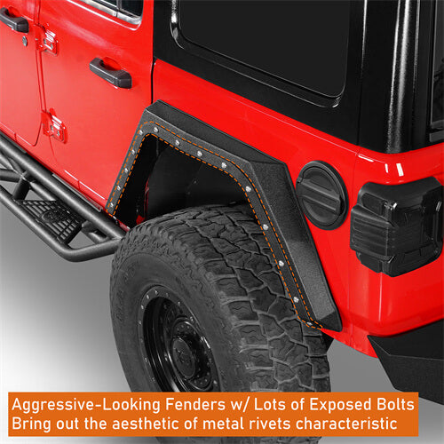 2018-2024 Jeep Wrangler JL Rear Fender Flares Wheel Well Guards 4x4 Jeep Parts - Hooke Road b3064 11