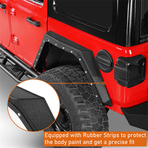 2018-2024 Jeep Wrangler JL Rear Fender Flares Wheel Well Guards 4x4 Jeep Parts - Hooke Road b3064 14