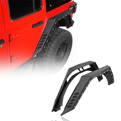 2018-2024 Jeep Wrangler JL Rear Fender Flares Wheel Well Guards 4x4 Jeep Parts - Hooke Road b3064 2