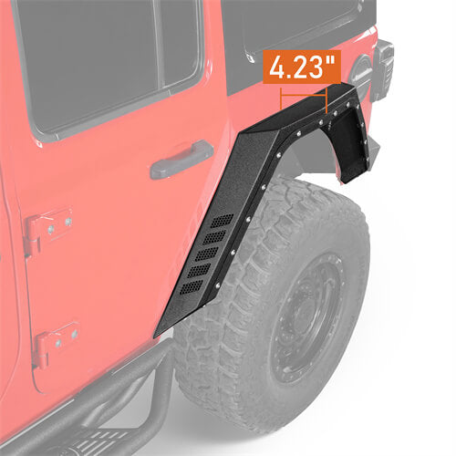 2018-2024 Jeep Wrangler JL Rear Fender Flares Wheel Well Guards 4x4 Jeep Parts - Hooke Road b3064 8