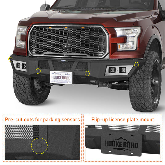 Hooke Road Aftermarket steel Front Bumper for 2015-2017 Ford F-150 b8294 6