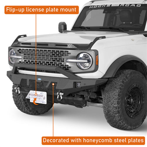Hooke Road Aftermarket Steel Front Bumper for 2021-2025 Ford Bronco b8935s 6