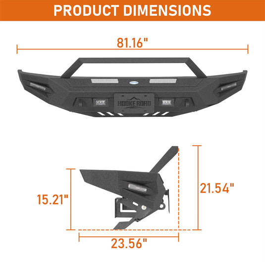 2014-2021 Toyota Tundra Steel Front Bumper with Skid Plate Hooke Road b5015s 5