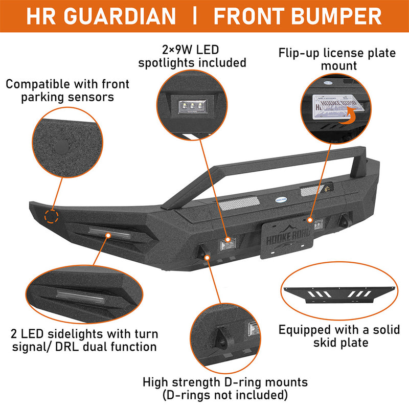 Load image into Gallery viewer, 2014-2021 Toyota Tundra Steel Front Bumper with Skid Plate Hooke Road b5015s 8
