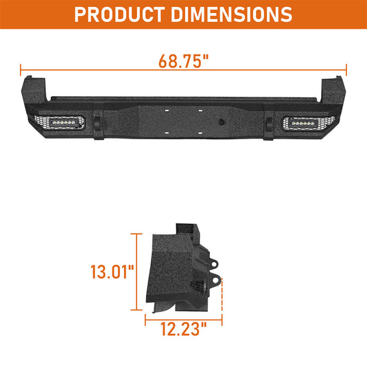Hooke Road Aftermarket Steel Rear Bumper for 2016-2023 Toyota Tacoma b4239s 5