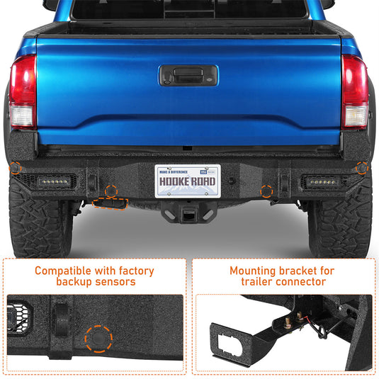 Hooke Road Aftermarket Steel Rear Bumper for 2016-2023 Toyota Tacoma b4239s 6