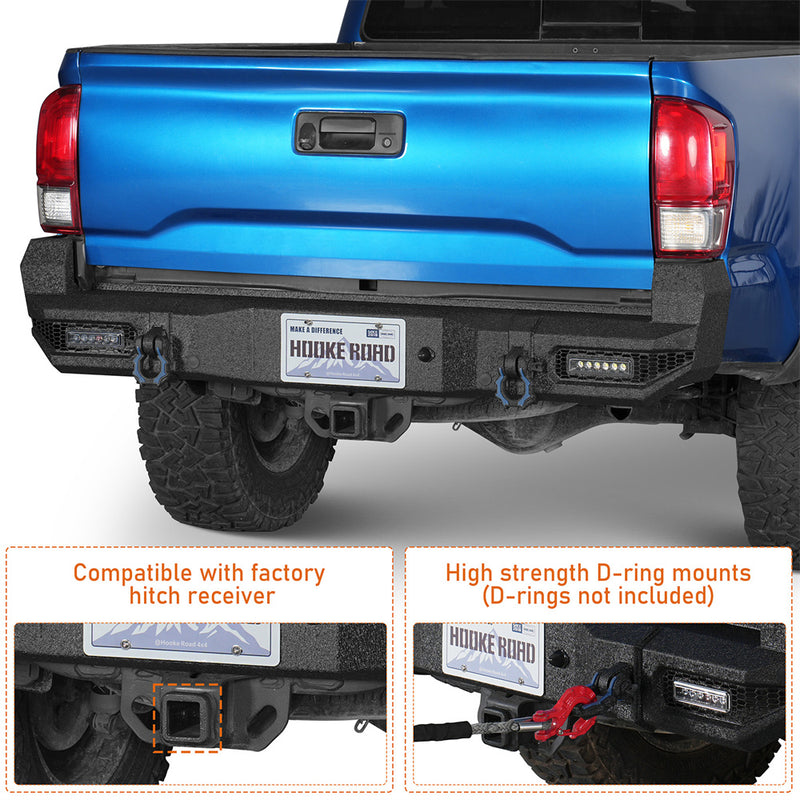 Load image into Gallery viewer, Hooke Road Aftermarket Steel Rear Bumper for 2016-2023 Toyota Tacoma b4239s 9
