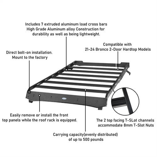 Load image into Gallery viewer, 2021-2024 Ford Bronco Roof Rack Luggage Rack 4x4 Truck Parts - Hooke Road b8929s 13
