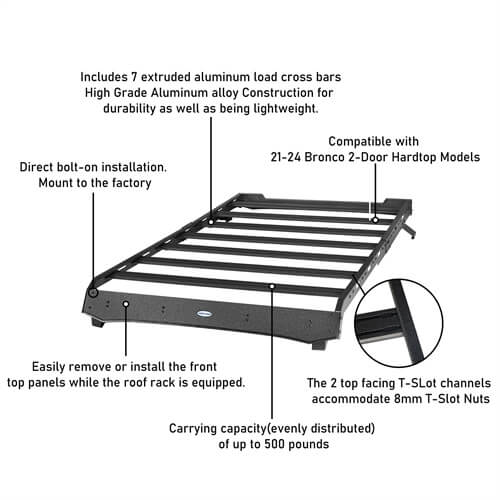 2021-2024 Ford Bronco Roof Rack Luggage Rack 4x4 Truck Parts - Hooke Road b8929s 13