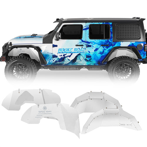 Hooke Road Aluminum Front & Rear Inner Fender Liners for 18-25 Jeep JL b3086s 1