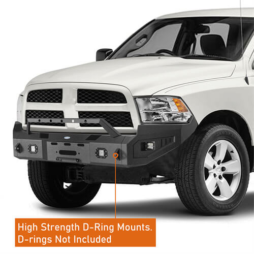 2009-2012 Dodge Ram 1500 Front Steel Bumper With Winch Plate & LED Lights – Black Powder Coat