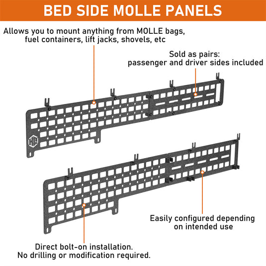Hooke Road Bed Side MOLLE Panels 2005-2023 Toyota Tacoma 5ft Bed b4043s 8