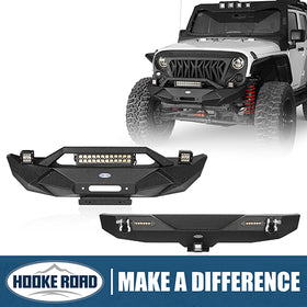 HookeRoad Blade Front Bumper & Different Trail Rear Bumper Combo for 2007-2018 Jeep Wrangler JK JKU Hooke Road HE.2031+2030 1
