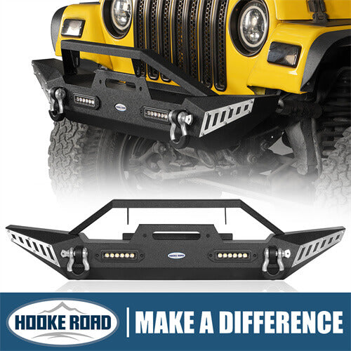 HookeRoad Jeep TJ BLADE Front Bumper w/Winch Plate for 1987-2006 Jeep Wrangler YJ TJ b1011s 1