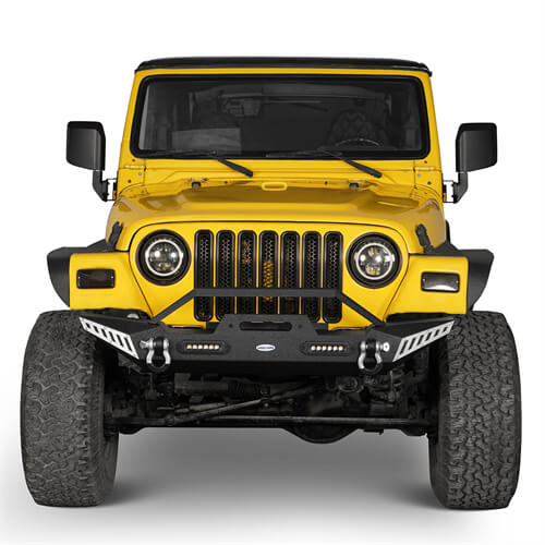 HookeRoad Jeep TJ BLADE Front Bumper w/Winch Plate for 1987-2006 Jeep Wrangler YJ TJ b1011s 4