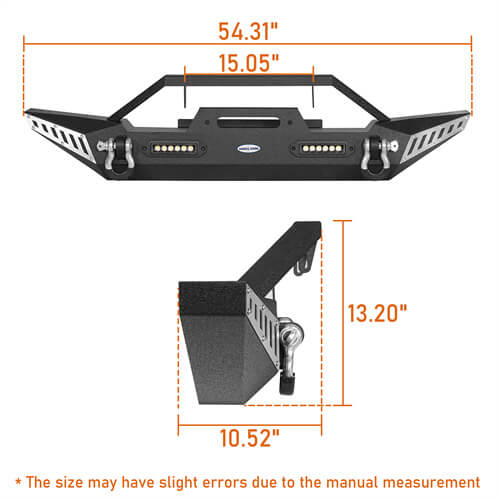 HookeRoad Jeep TJ BLADE Front Bumper w/Winch Plate for 1987-2006 Jeep Wrangler YJ TJ b1011s 9