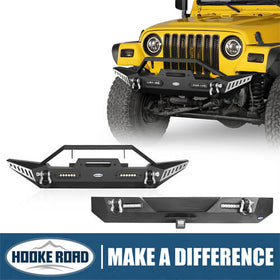 HookeRoad Jeep TJ Front and Rear Bumper Combo for 1987-2006 Jeep Wrangler TJ YJ b10091011s 1
