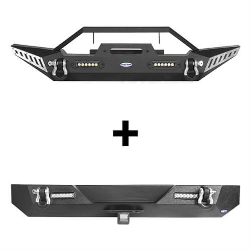 Load image into Gallery viewer, HookeRoad Jeep TJ Front and Rear Bumper Combo for 1987-2006 Jeep Wrangler TJ YJ b10091011s 3
