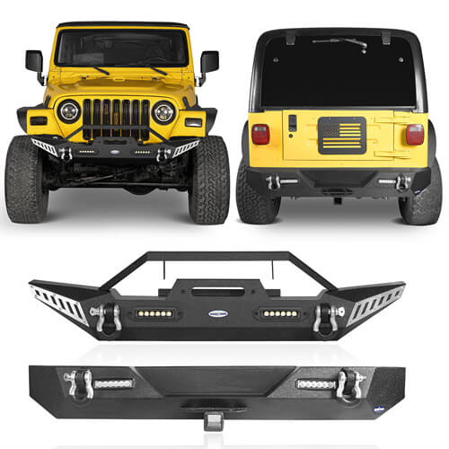 Load image into Gallery viewer, HookeRoad Jeep TJ Front and Rear Bumper Combo for 1987-2006 Jeep Wrangler TJ YJ b10091011s 4
