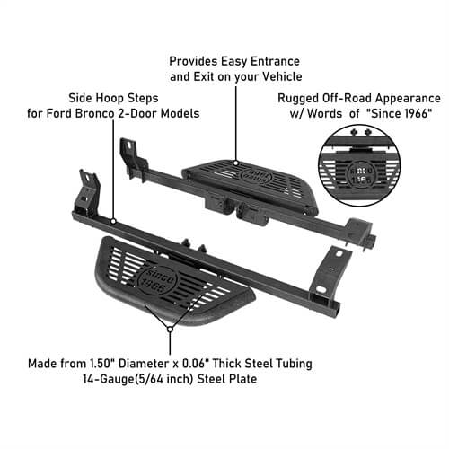 2021-2024 Ford Bronco Side Steps Side Hoop Steps kit 4x4 Truck Parts - Hooke Road b8931s 14