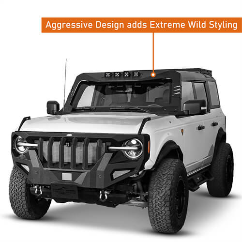 Load image into Gallery viewer, 2021-2024 Ford Bronco Madmax Windshield Frame Sun Visor Cowl w/4 LED Light - Hooke Road
