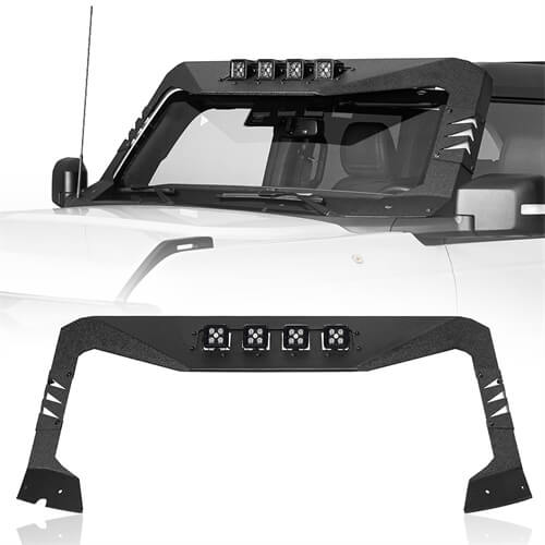 Load image into Gallery viewer, 2021-2024 Ford Bronco Madmax Windshield Frame Sun Visor Cowl w/4 LED Light - Hooke Road
