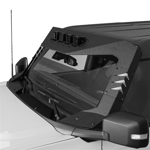 2021-2023 Ford Bronco Madmax Windshield Frame Sun Visor Cowl w/4 LED Light - Hooke Road