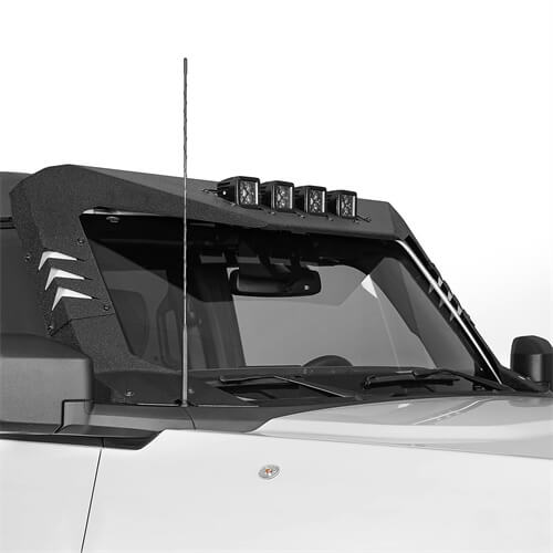 2021-2024 Ford Bronco Madmax Windshield Frame Sun Visor Cowl w/4 LED Light - Hooke Road