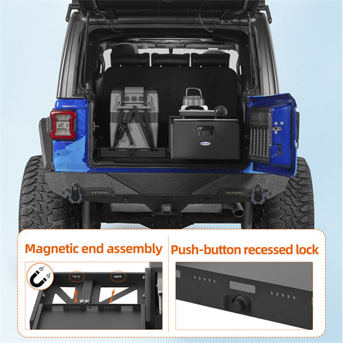 Trunk Cargo Drawer & Fridge Mount for Jeep JK JL & Ford Bronco 4-Door Hooke Road 2124-S 4
