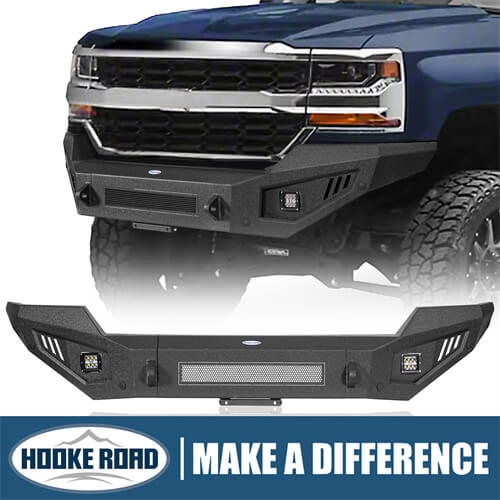 2016-2018 Chevy Silverado 1500 Aftermarket Full Width Front Bumper 4x4 Truck Parts - Hooke Road b9029 1