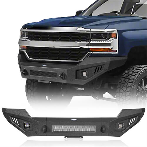 2016-2018 Chevy Silverado 1500 Aftermarket Full Width Front Bumper 4x4 Truck Parts - Hooke Road b9029 2