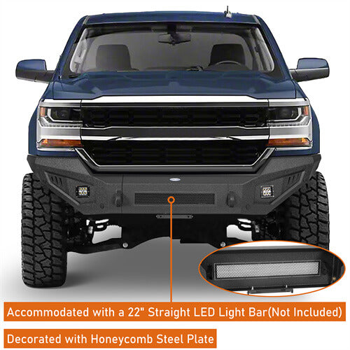 2016-2018 Chevy Silverado 1500 Aftermarket Full Width Front Bumper 4x4 Truck Parts - Hooke Road b9029 9