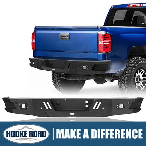 Load image into Gallery viewer, HookeRoad Chevrolet Silverado Rear Bumper w/LED Floodlights for 2007-2018 Chevy Silverado 1500 HookeRoad HE.9025 1
