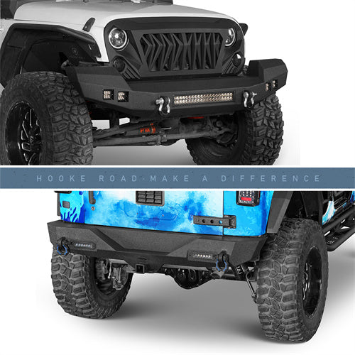 HookeRoad Climber Front Bumper & Rear Bumper Combo for 2007-2018 Jeep Wrangler JK JKU Hooke Road4x4  HE.2052+HE.2030 12