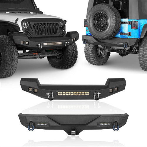 HookeRoad Climber Front Bumper & Rear Bumper Combo for 2007-2018 Jeep Wrangler JK JKU Hooke Road4x4 HE.2052+HE.2030  1