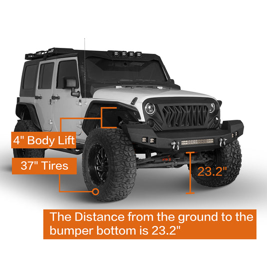 HookeRoad Climber Front Bumper & Rear Bumper Combo for 2007-2018 Jeep Wrangler JK JKU Hooke Road4x4  HE.2052+HE.2030 8