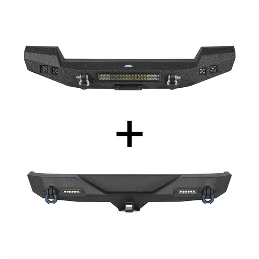 Hooke Road Climber Full width Front Bumper & Different Trail Rear Bumper Combo(07-18 Jeep Wrangler JK JKU)