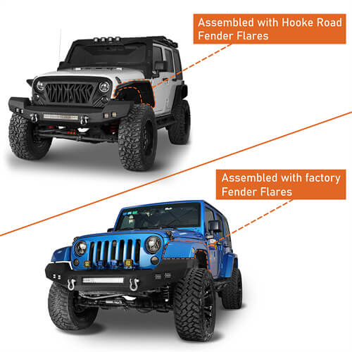 Load image into Gallery viewer, HookeRoad Jeep JK front Bumper for 2007-2018 Jeep Wrangler JK JKU b2052s 10
