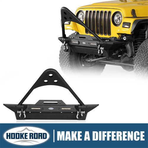 Load image into Gallery viewer, HookeRoad Jeep TJ Stinger Front Bumper Stubby Front Bumper for 1987-2006 Jeep Wrangler YJ &amp; TJ b1013s 1

