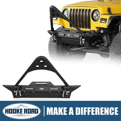 HookeRoad Jeep TJ Stinger Front Bumper Stubby Front Bumper for 1987-2006 Jeep Wrangler YJ & TJ b1013s 1