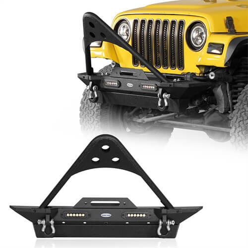 HookeRoad Jeep TJ Stinger Front Bumper Stubby Front Bumper for 1987-2006 Jeep Wrangler YJ & TJ b1013s 2