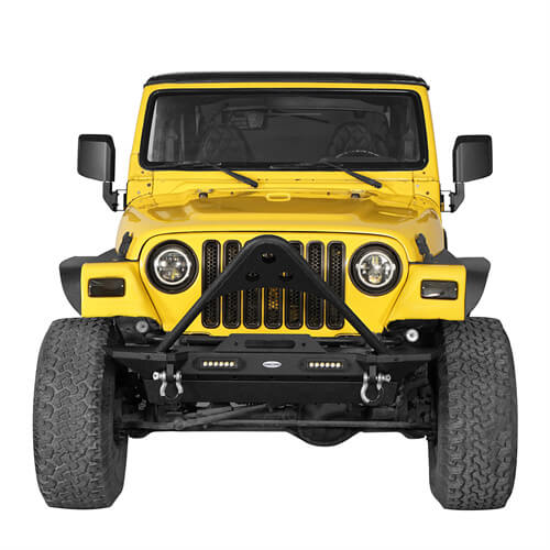 Load image into Gallery viewer, HookeRoad Jeep TJ Stinger Front Bumper Stubby Front Bumper for 1987-2006 Jeep Wrangler YJ &amp; TJ b1013s 4
