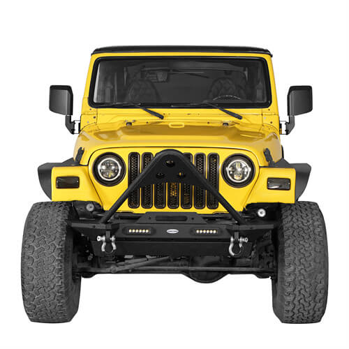 HookeRoad Jeep TJ Stinger Front Bumper Stubby Front Bumper for 1987-2006 Jeep Wrangler YJ & TJ b1013s 4